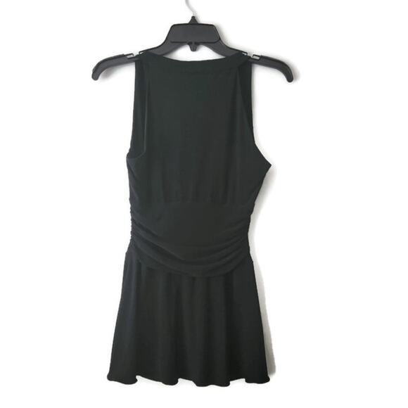 Jones New York Women's Black Draped Bodice Jewel Accent Fit and Flare Blouse 2P - Picture 2 of 8